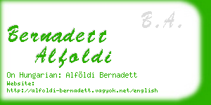 bernadett alfoldi business card