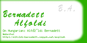 bernadett alfoldi business card